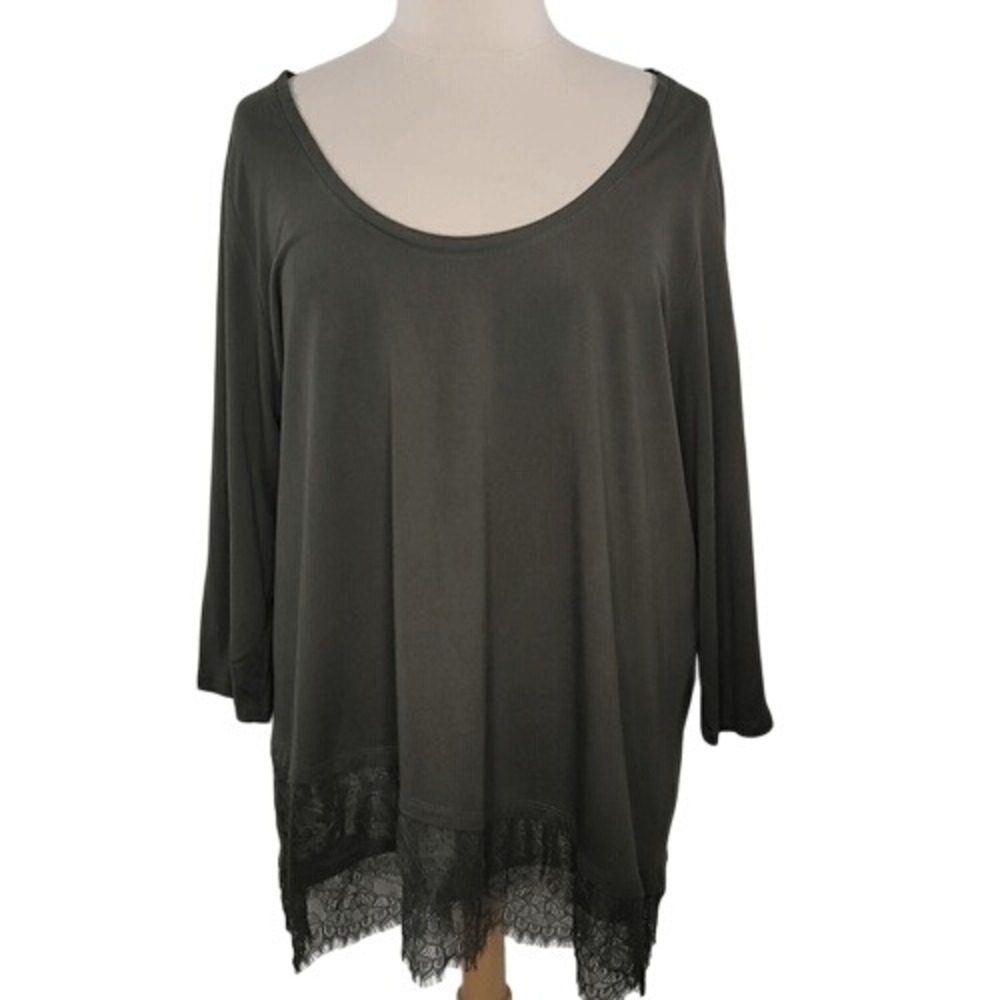Lane Bryant Green‎ Lace Trimmed Top